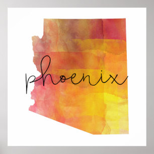 Watercolor Phoenix Arizona ポスター
