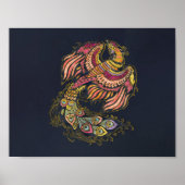 Watercolor Phoenix bird ポスター (正面)