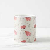 Watercolor Pigs And Flowers Seamless Pattern コーヒーマグカップ (中央)