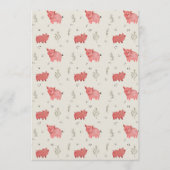 Watercolor Pigs And Flowers Seamless Pattern 招待状 (正面)