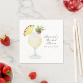 Watercolor Pina Colada Cocktail Bridal Shower スタンダードカクテルナプキン (インサイチュ)