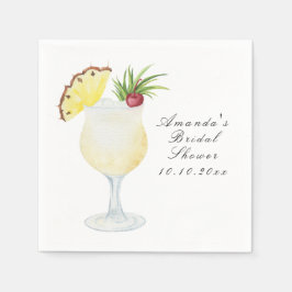 Watercolor Pina Colada Cocktail Bridal Shower スタンダードカクテルナプキン