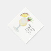 Watercolor Pina Colada Cocktail Bridal Shower スタンダードカクテルナプキン (角)