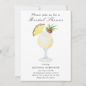 Watercolor Pina Colada Cocktail Bridal Shower 招待状 (正面)