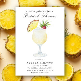 Watercolor Pina Colada Cocktail Bridal Shower 招待状