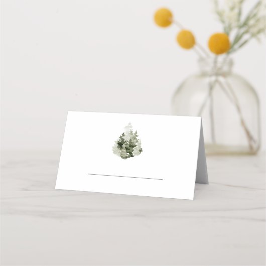 Watercolor Pine Forest Fill in プレイスカード (正面)
