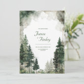 Watercolor Pine Forest Gold Dust Rustic Modern 招待状 (スタンド正面)
