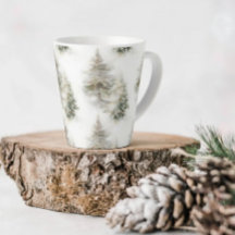 Watercolor Pine Forest Latte Mug