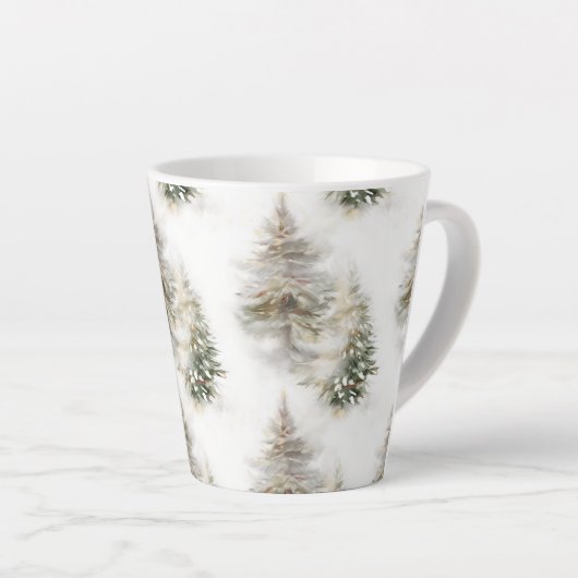 Watercolor Pine Forest Latte Mug カフェラテマグ (右アングル)