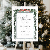 Watercolor Pine Garland Wedding Welcome ポスター