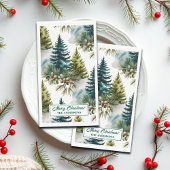 Watercolor Pine Pattern Elegant Winter 