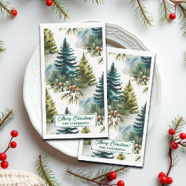 Watercolor Pine Pattern Elegant Winter 
