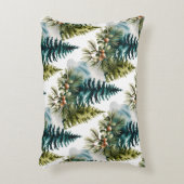 Watercolor Pine Pattern Elegant Winter アクセントクッション (正面(垂直))