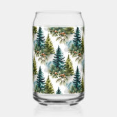 Watercolor Pine Pattern Elegant Winter ガラス缶 (裏面)