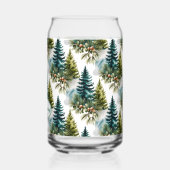 Watercolor Pine Pattern Elegant Winter ガラス缶 (左)