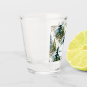 Watercolor Pine Pattern Elegant Winter ショットグラス (左)