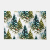 Watercolor Pine Pattern Elegant Winter ドアマット (正面)
