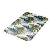 Watercolor Pine Pattern Elegant Winter バスマット (アングル)