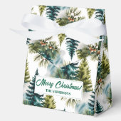 Watercolor Pine Pattern Elegant Winter  フェイバーボックス (正面)