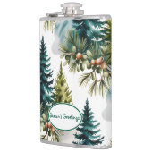Watercolor Pine Pattern Elegant Winter フラスク (左)