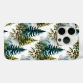 Watercolor Pine Pattern Elegant Winter  Case-Mate iPhoneケース (裏面 (横))