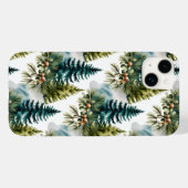 Watercolor Pine Pattern Elegant Winter Case-Mate iPhoneケース (裏面 (横))