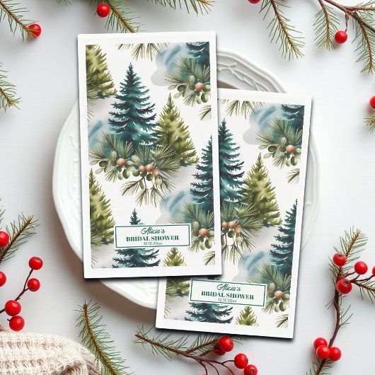 Watercolor Pine Pattern Winter Bridal Shower