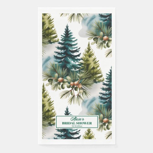 Watercolor Pine Pattern Winter Bridal Shower (正面)