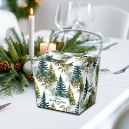 Watercolor Pine Pattern Winter Bridal Shower フェイバーボックス