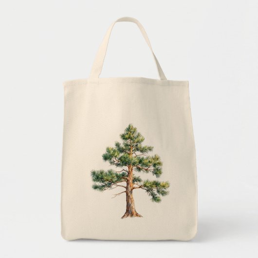 Watercolor Pine Tree トートバッグ (正面)