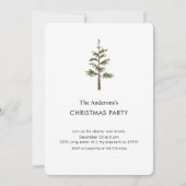 Watercolor Pine Tree Christmas Party 招待状 (正面)