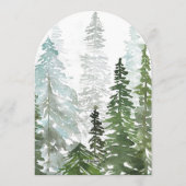 Watercolor Pine Tree Forest Arched シーズンカード (裏面)