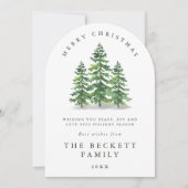 Watercolor Pine Tree Forest Arched シーズンカード (正面)