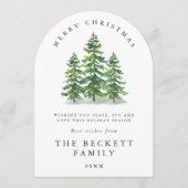 Watercolor Pine Tree Forest Arched シーズンカード (正面)
