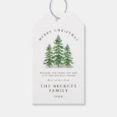 Watercolor Pine Tree Forest Christmas ギフトタグ (正面)