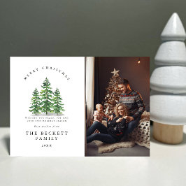 Watercolor Pine Tree Forest Photo シーズンカード