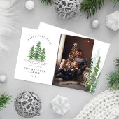 Watercolor Pine Tree Forest Photo シーズンカード