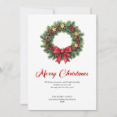 Watercolor Pine Wreath Christmas Greeting Design シーズンカード (正面)
