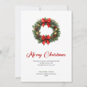 Watercolor Pine Wreath Christmas Greeting Digital シーズンカード (正面)
