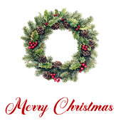 Watercolor Pine Wreath Christmas Greeting Digital シーズンカード