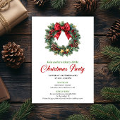 Watercolor Pine Wreath Christmas Party Invitation 招待状