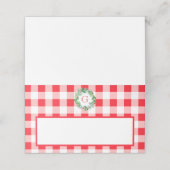Watercolor Pine Wreath MONOGRAM Red Check  プレイスカード (外部開封)