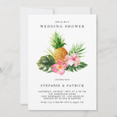 Watercolor Pineapple Tropical Wedding Shower 招待状 (正面)