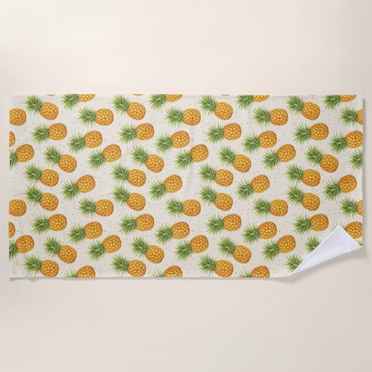 Watercolor Pineapples ビーチタオル (正面)
