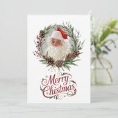 Watercolor Pinecone and Berry Christmas Wreath シーズンカード (スタンド正面)