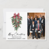 Watercolor Pines Company Photo Christmas シーズンカード (正面)