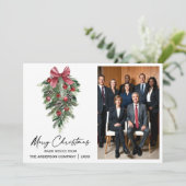 Watercolor Pines Company Photo Christmas シーズンカード (スタンド正面)