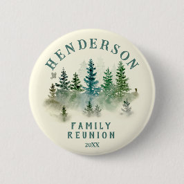 Watercolor PineTrees Family Reunion Button 缶バッジ