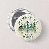 Watercolor PineTrees Family Reunion Button 缶バッジ (正面&裏面)