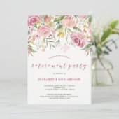 Watercolor Pinkおよび金ゴールドフローラ除去パーティー 招待状 (スタンド正面)